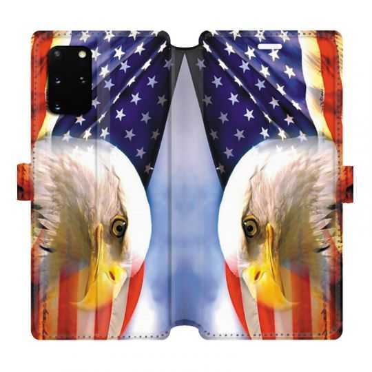 Housse cuir portefeuille pour Samsung Galaxy S20 Plus Amerique USA Aigle