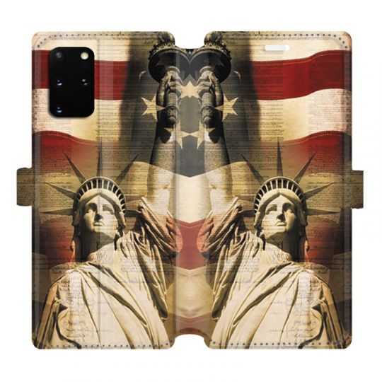 Housse cuir portefeuille pour Samsung Galaxy S20 Plus Amerique USA Statue liberté
