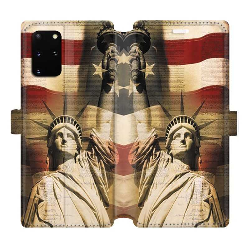 Housse cuir portefeuille pour Samsung Galaxy S20 Plus Amerique USA Statue liberté
