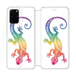 Housse cuir portefeuille pour Samsung Galaxy S20 Plus Animaux Maori Salamandre color