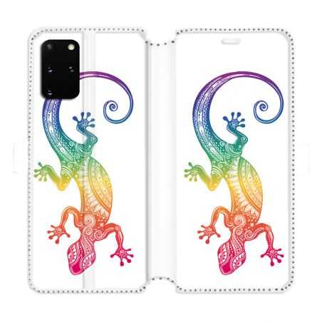 Housse cuir portefeuille pour Samsung Galaxy S20 Plus Animaux Maori Salamandre color