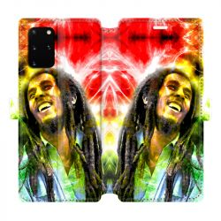 Housse cuir portefeuille pour Samsung Galaxy S20 Plus Bob Marley Color