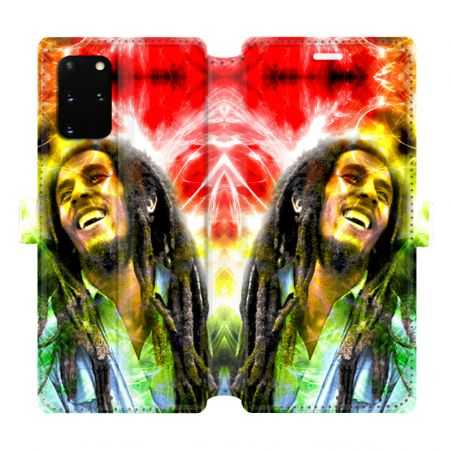 Housse cuir portefeuille pour Samsung Galaxy S20 Plus Bob Marley Color