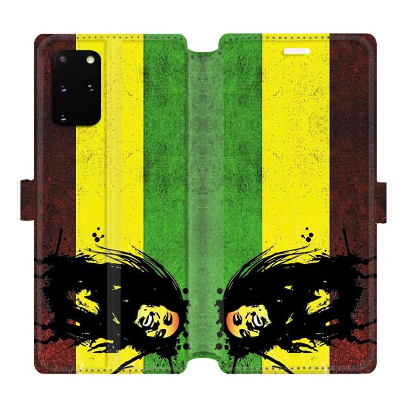 Housse cuir portefeuille pour Samsung Galaxy S20 Plus Bob Marley Drapeau