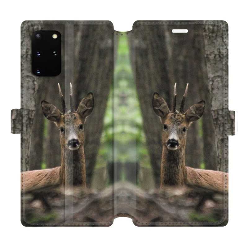 Housse cuir portefeuille pour Samsung Galaxy S20 Plus chasse chevreuil Bois