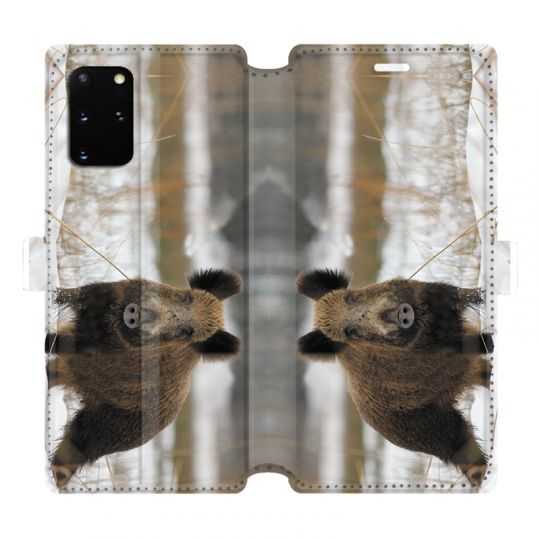 Housse cuir portefeuille pour Samsung Galaxy S20 Plus chasse sanglier Neige