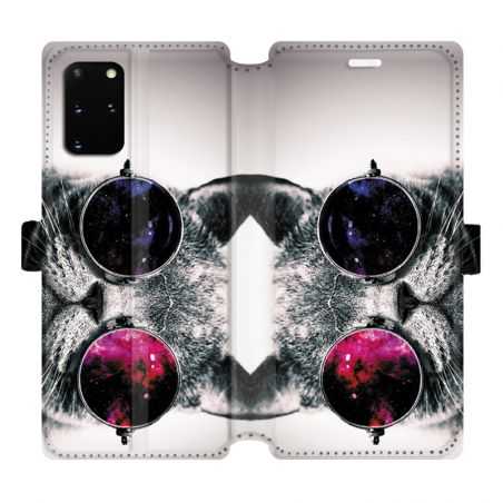 Housse cuir portefeuille pour Samsung Galaxy S20 Plus Chat Fashion