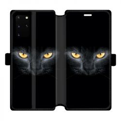 Housse cuir portefeuille pour Samsung Galaxy S20 Plus Chat Noir