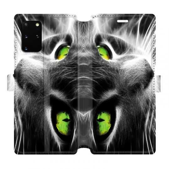 Housse cuir portefeuille pour Samsung Galaxy S20 Plus Chat Vert