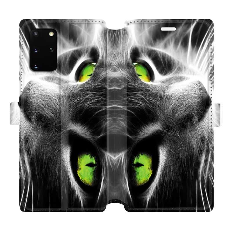 Housse cuir portefeuille pour Samsung Galaxy S20 Plus Chat Vert