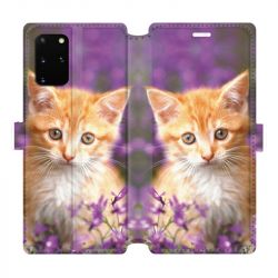 Housse cuir portefeuille pour Samsung Galaxy S20 Plus Chat Violet