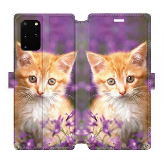 Housse cuir portefeuille pour Samsung Galaxy S20 Plus Chat Violet