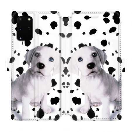 Housse cuir portefeuille pour Samsung Galaxy S20 Plus Chien dalmatien