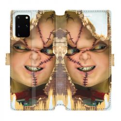 Housse cuir portefeuille pour Samsung Galaxy S20 Plus Chucky Blanc