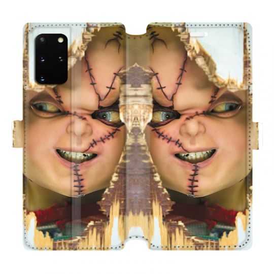 Housse cuir portefeuille pour Samsung Galaxy S20 Plus Chucky Blanc