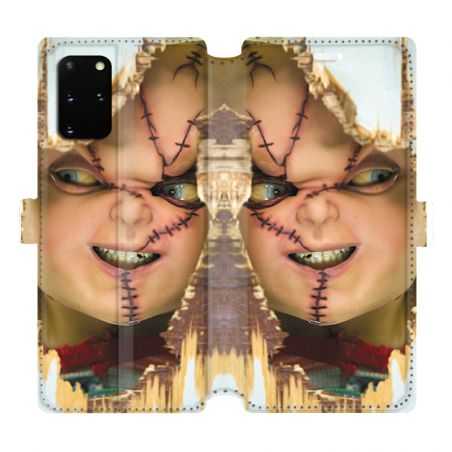 Housse cuir portefeuille pour Samsung Galaxy S20 Plus Chucky Blanc