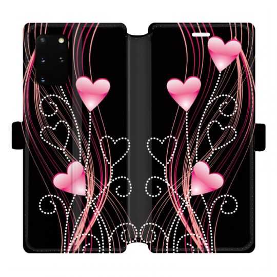 Housse cuir portefeuille pour Samsung Galaxy S20 Plus C?ur rose Montant