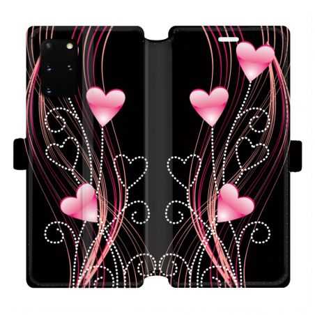 Housse cuir portefeuille pour Samsung Galaxy S20 Plus C?ur rose Montant
