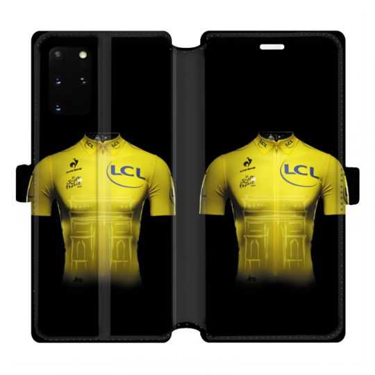 Housse cuir portefeuille pour Samsung Galaxy S20 Plus Cyclisme Maillot jaune