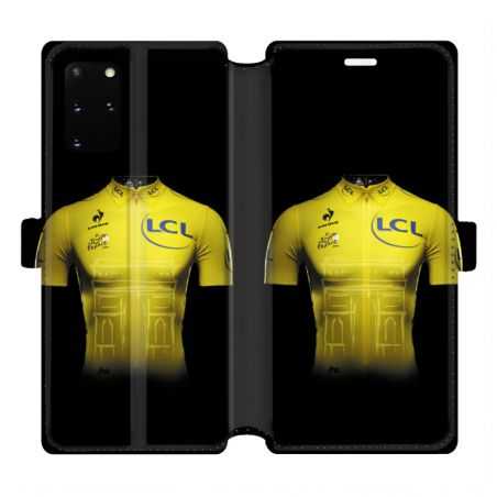 Housse cuir portefeuille pour Samsung Galaxy S20 Plus Cyclisme Maillot jaune