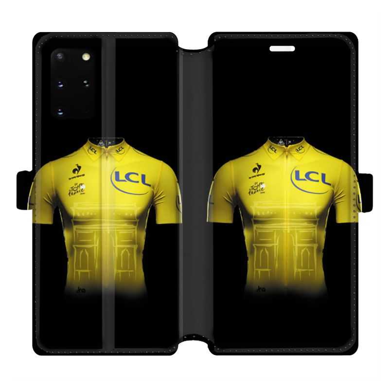 Housse cuir portefeuille pour Samsung Galaxy S20 Plus Cyclisme Maillot jaune