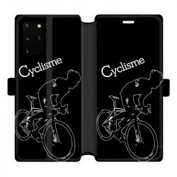 Housse cuir portefeuille pour Samsung Galaxy S20 Plus Cyclisme Ombre blanche