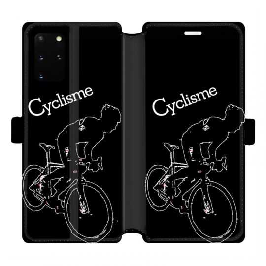 Housse cuir portefeuille pour Samsung Galaxy S20 Plus Cyclisme Ombre blanche