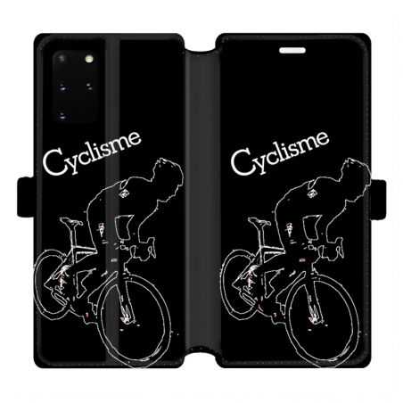 Housse cuir portefeuille pour Samsung Galaxy S20 Plus Cyclisme Ombre blanche