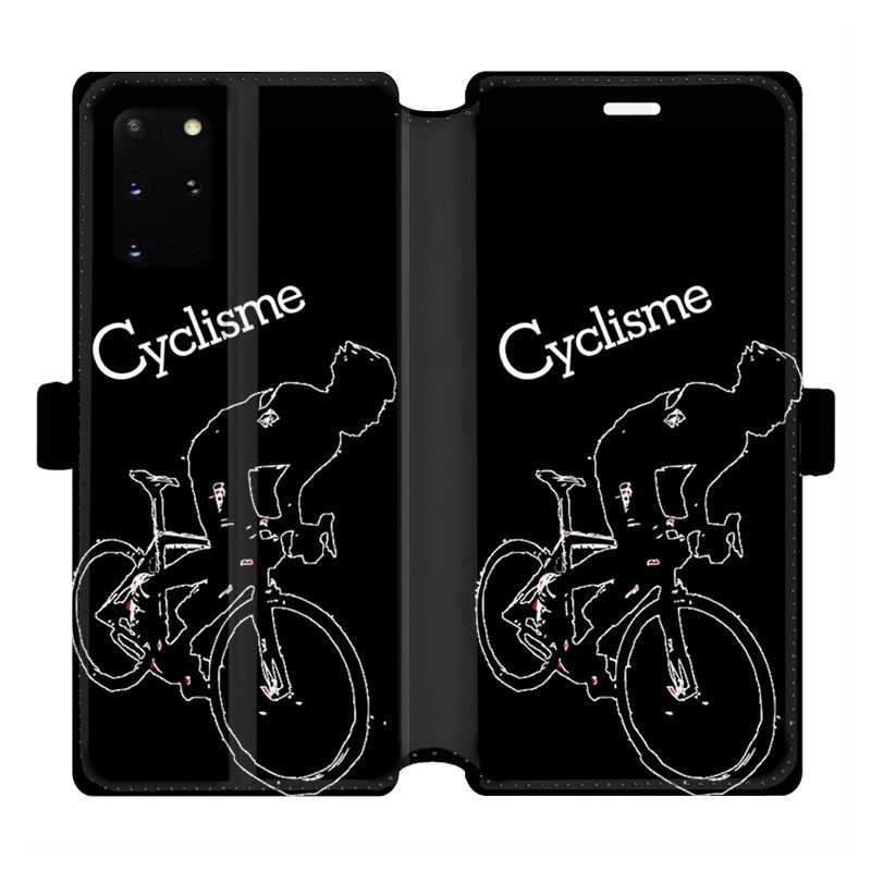 Housse cuir portefeuille pour Samsung Galaxy S20 Plus Cyclisme Ombre blanche