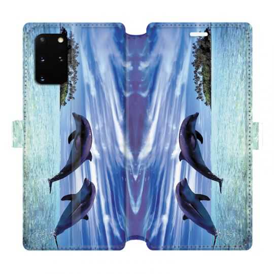 Housse cuir portefeuille pour Samsung Galaxy S20 Plus Dauphin ile