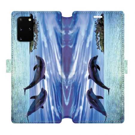 Housse cuir portefeuille pour Samsung Galaxy S20 Plus Dauphin ile