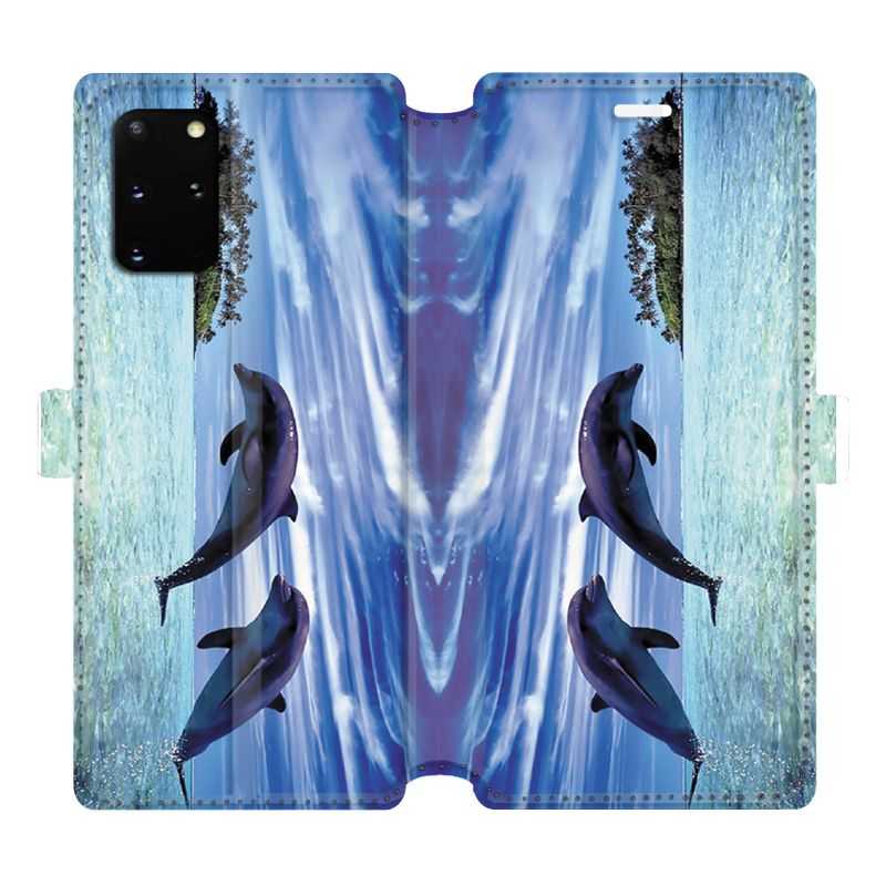 Housse cuir portefeuille pour Samsung Galaxy S20 Plus Dauphin ile