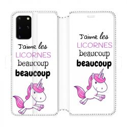 Housse cuir portefeuille pour Samsung Galaxy S20 Plus Decale licornes