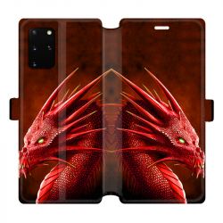 Housse cuir portefeuille pour Samsung Galaxy S20 Plus Dragon Rouge