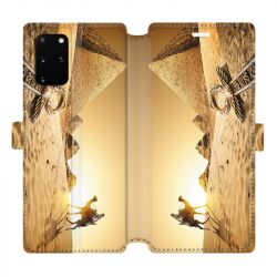 Housse cuir portefeuille pour Samsung Galaxy S20 Plus Egypte Chameau