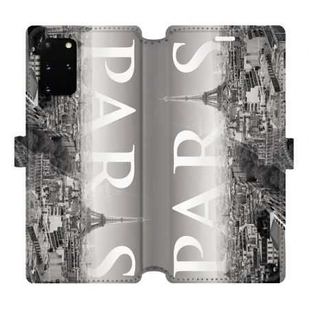 Housse cuir portefeuille pour Samsung Galaxy S20 Plus France Paris Vintage