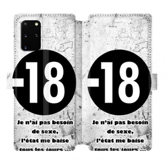 Housse cuir portefeuille pour Samsung Galaxy S20 Plus Humour 18 ans