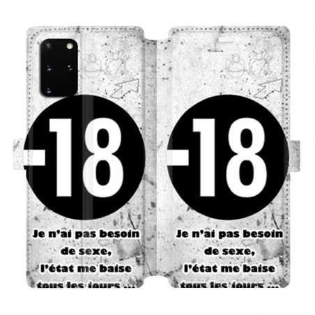 Housse cuir portefeuille pour Samsung Galaxy S20 Plus Humour 18 ans