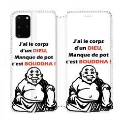 Housse cuir portefeuille pour Samsung Galaxy S20 Plus Humour Bouddha