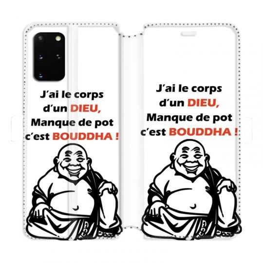 Housse cuir portefeuille pour Samsung Galaxy S20 Plus Humour Bouddha