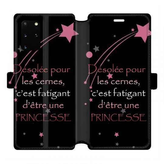 Housse cuir portefeuille pour Samsung Galaxy S20 Plus Humour princesse