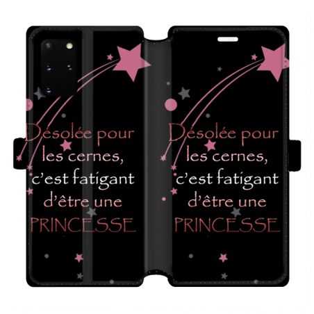 Housse cuir portefeuille pour Samsung Galaxy S20 Plus Humour princesse