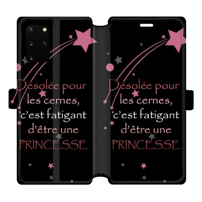 Housse cuir portefeuille pour Samsung Galaxy S20 Plus Humour princesse