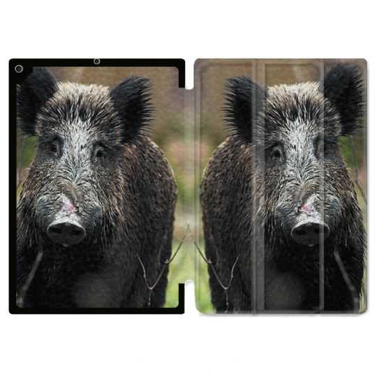 Housse Smart Cover pour Ipad Air 3 / Pro 10.5 Chasse Sanglier bois