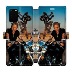 Housse cuir portefeuille pour Samsung Galaxy S20 Plus Johnny Hallyday Moto