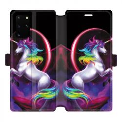 Housse cuir portefeuille pour Samsung Galaxy S20 Plus Licorne Arc en ciel