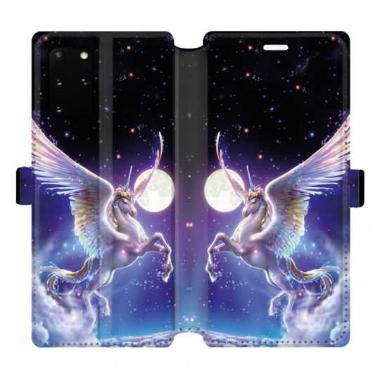 Housse cuir portefeuille pour Samsung Galaxy S20 Plus Licorne Céleste