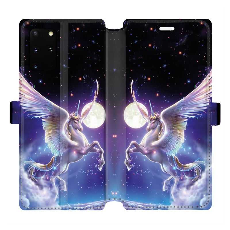Housse cuir portefeuille pour Samsung Galaxy S20 Plus Licorne Céleste