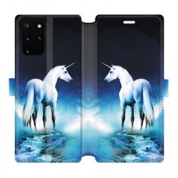 Housse cuir portefeuille pour Samsung Galaxy S20 Plus Licorne Lune