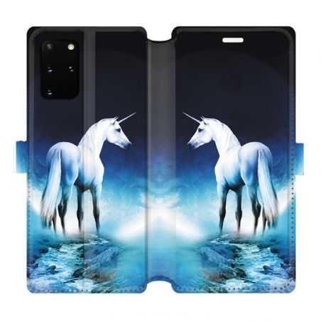 Housse cuir portefeuille pour Samsung Galaxy S20 Plus Licorne Lune